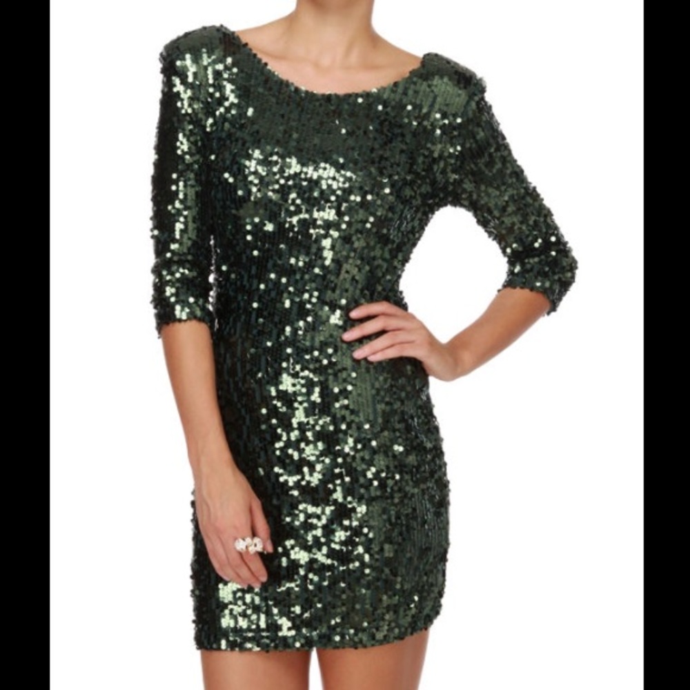 BLAQUE LABEL SUPERNOVA GREEN SEQUIN DRESS